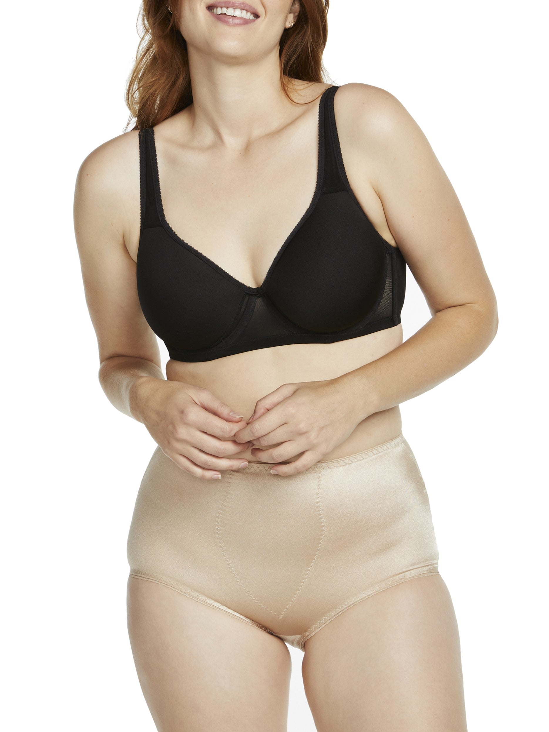 a woman wearing nude tummy control underwear