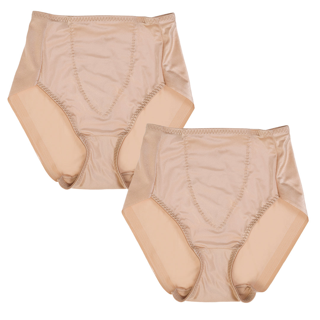 two beige tummy control panties
