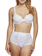a woman wearing white tummy control underwear shapewear