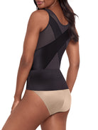 a woman wearing a black back smoothing tummy control cami shapewear