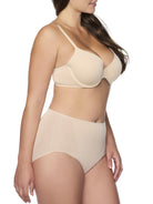 woman wearing a beige bra and shaping brief
