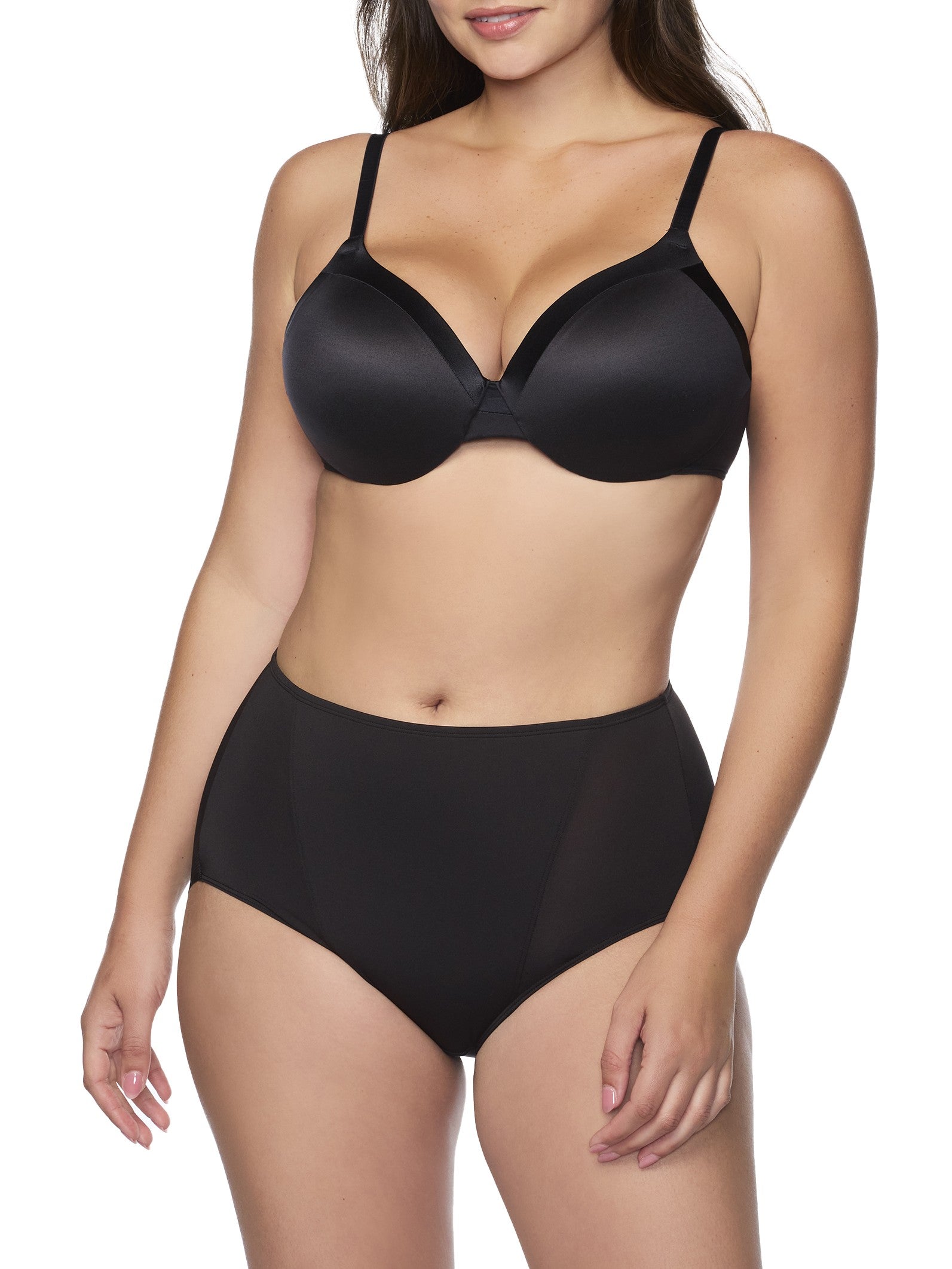 woman wearing a black bra and shaping brief