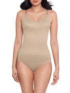 a woman wearing a nude tummy control shaping cami shapewear