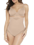 a woman wearing nude high waisted tummy control underwear sheer shapewear