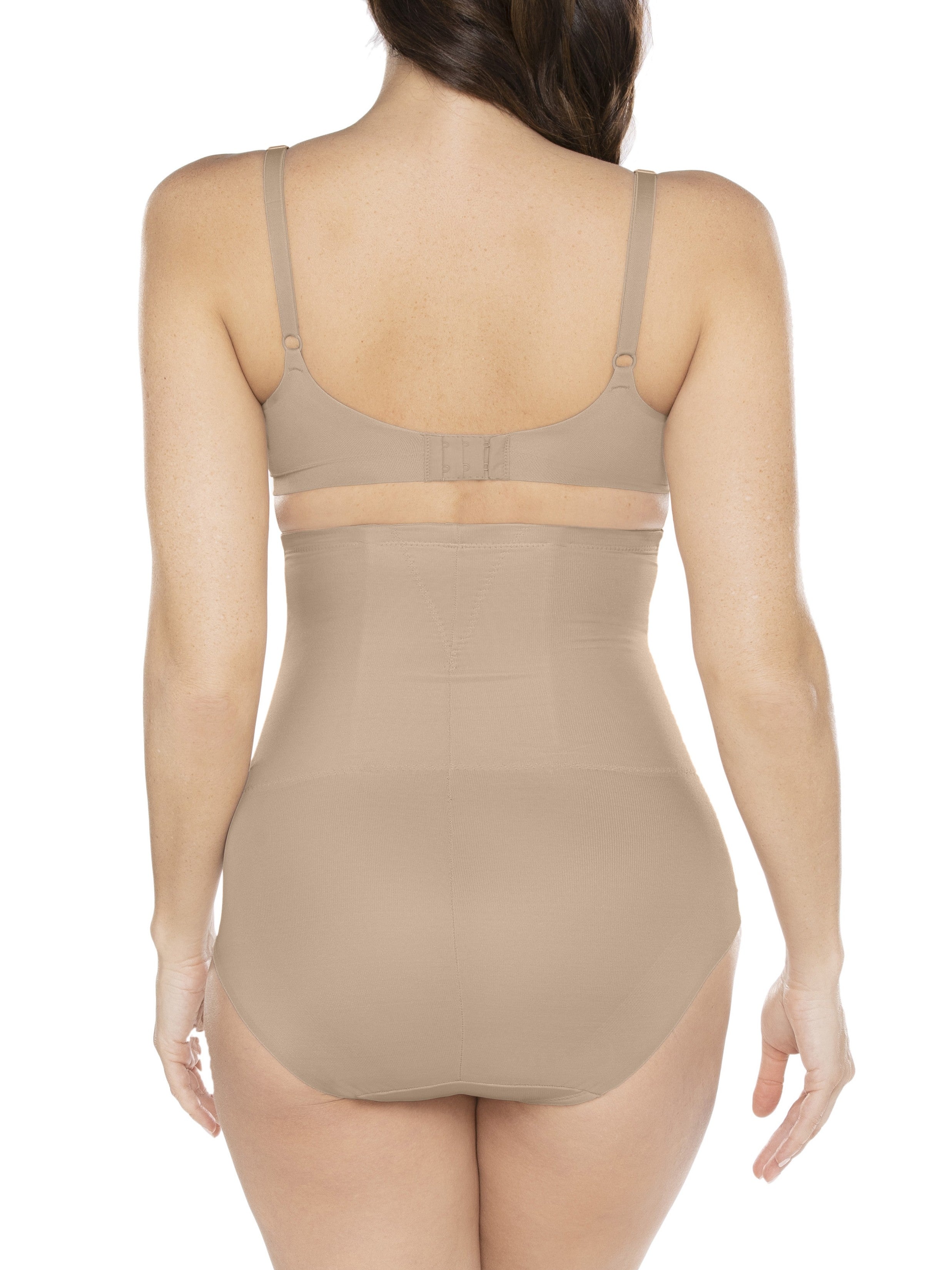a woman wearing nude high waisted tummy control underwear