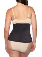 a woman wearing black waist cincher wait trainer shapewear
