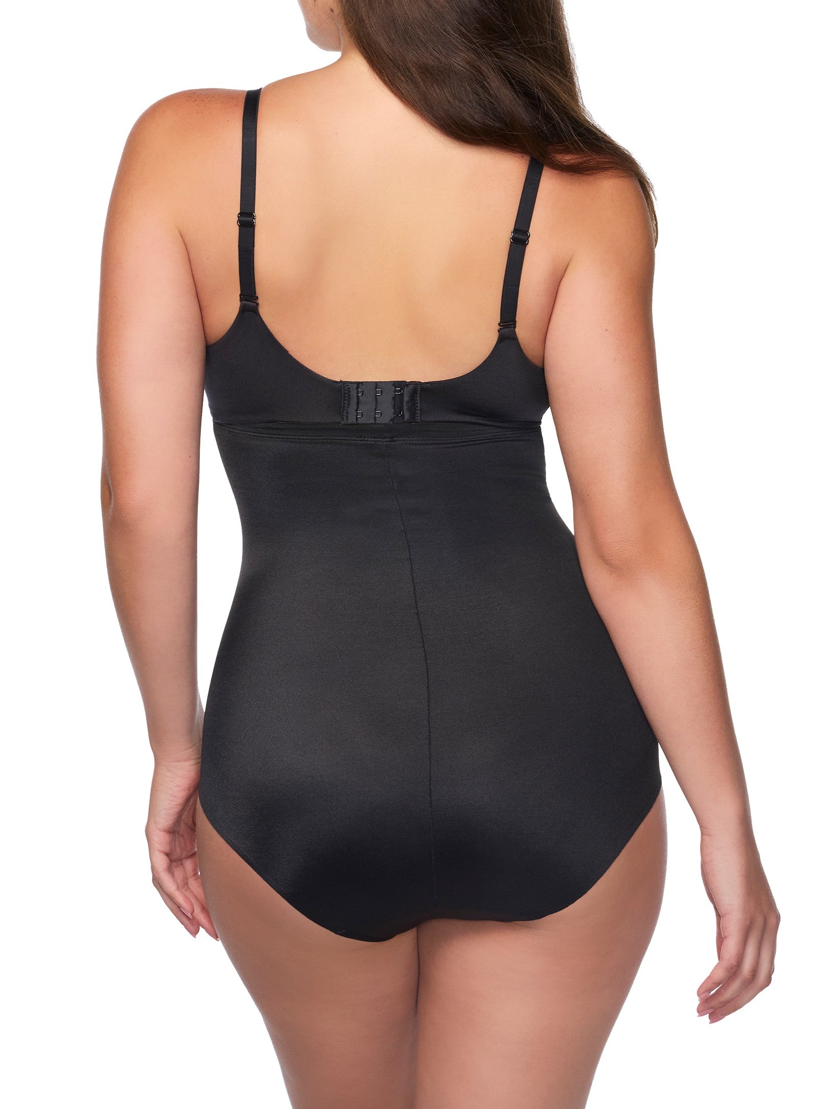 a woman wearing black high waisted tummy control underwear shapewear