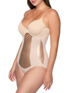 a woman wearing nude high waisted tummy control underwear shapewear