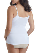 a woman wearing a white tummy control shaping camisole shapewear