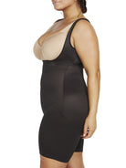 a woman wearing a black plus size open bust body shaper shapewear