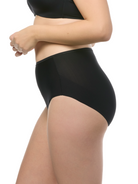 a woman wearing a black brief panty