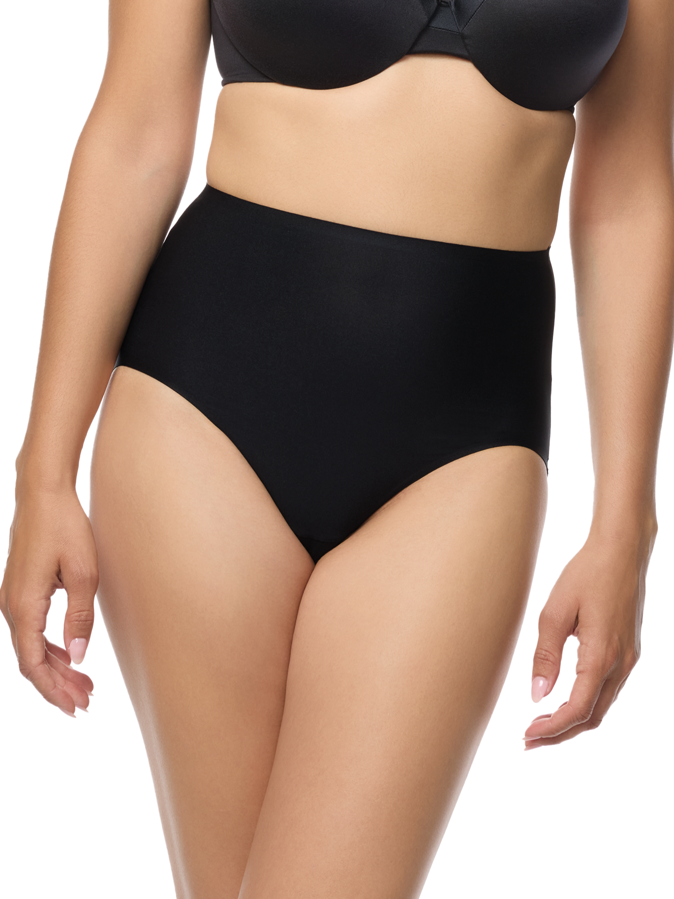a woman wearing a black brief panty women's underwear