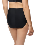 a woman wearing a black brief panty women's underwear