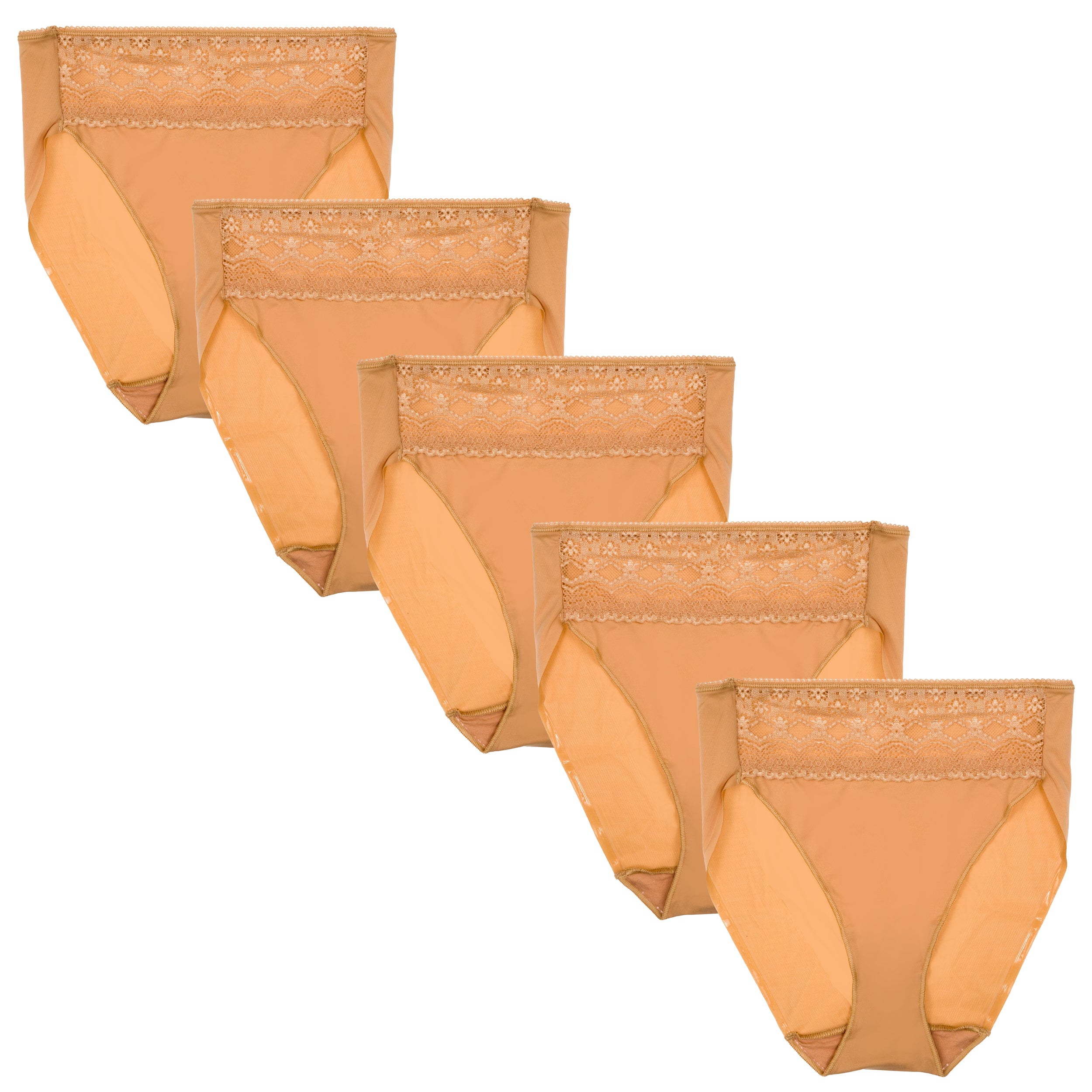 5-Pack Lace Trim High-Cut Brief - Cupid Intimates