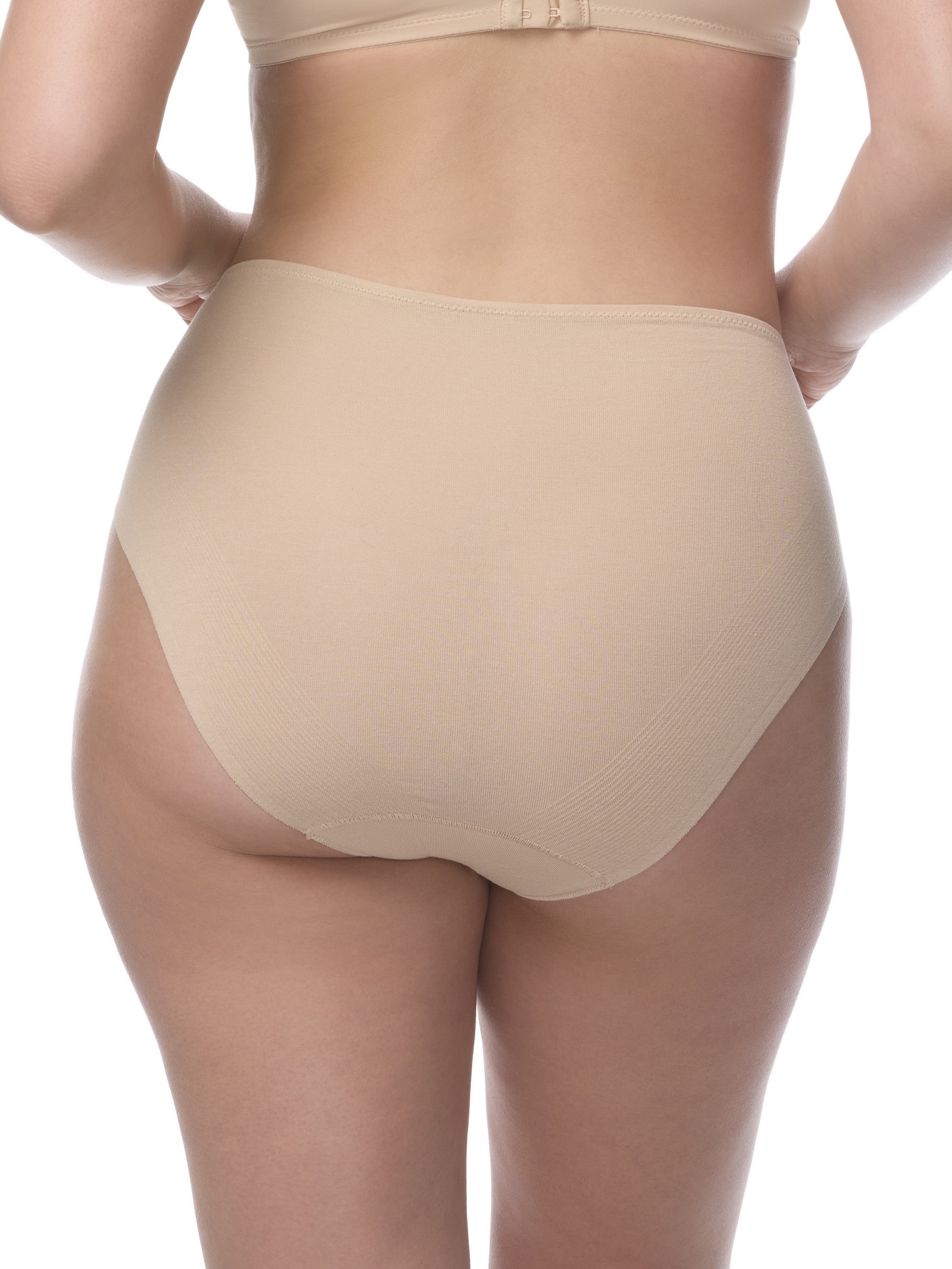 Beige high-waisted underwear on a white background