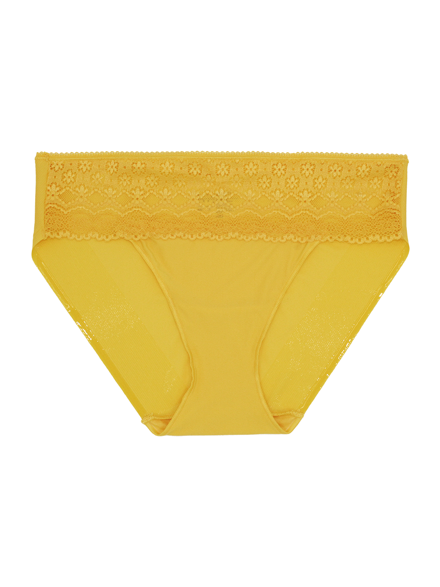 a yellow lace trim hipster panty women's underwear
