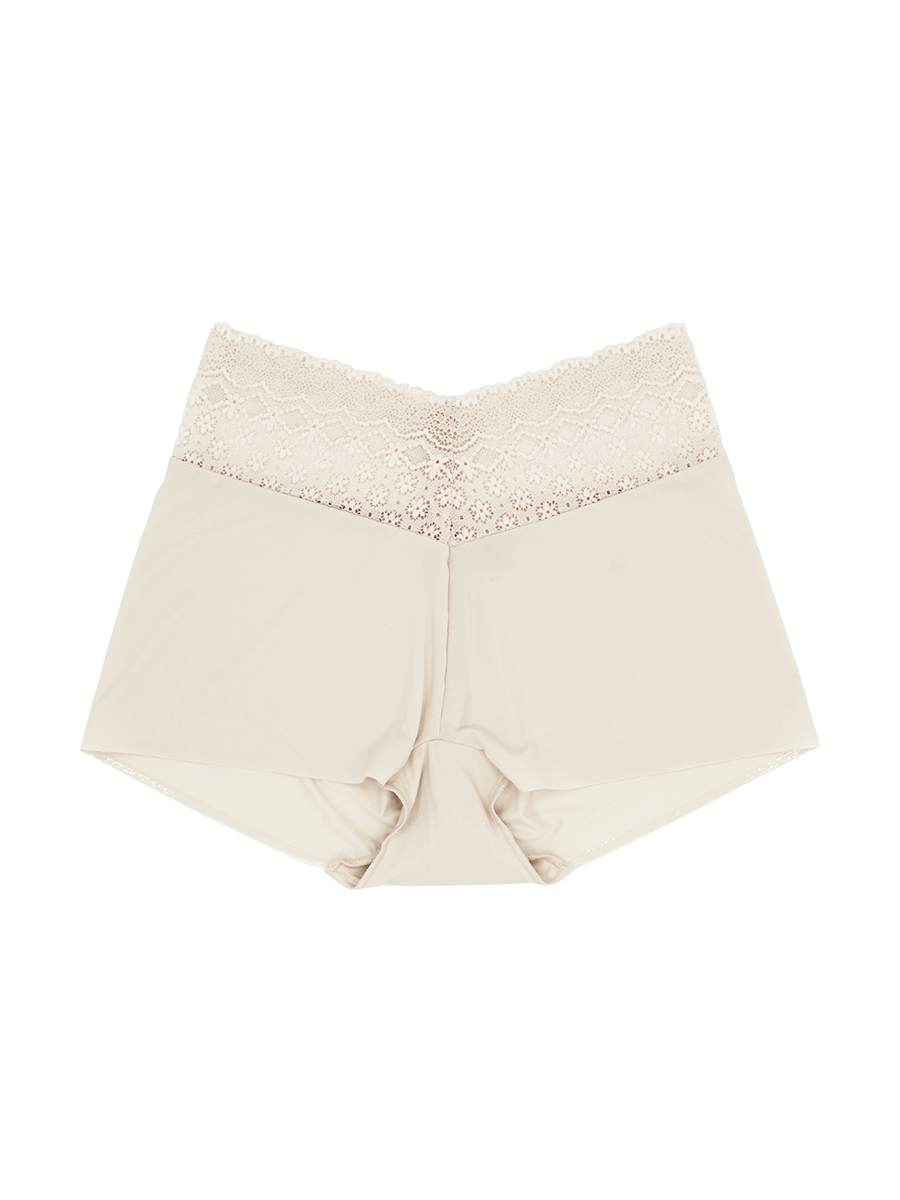 a light beige lace trim boyshort panty women's underwear