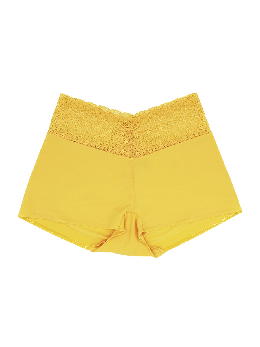 a yellow lace trim boyshort panty women's underwear