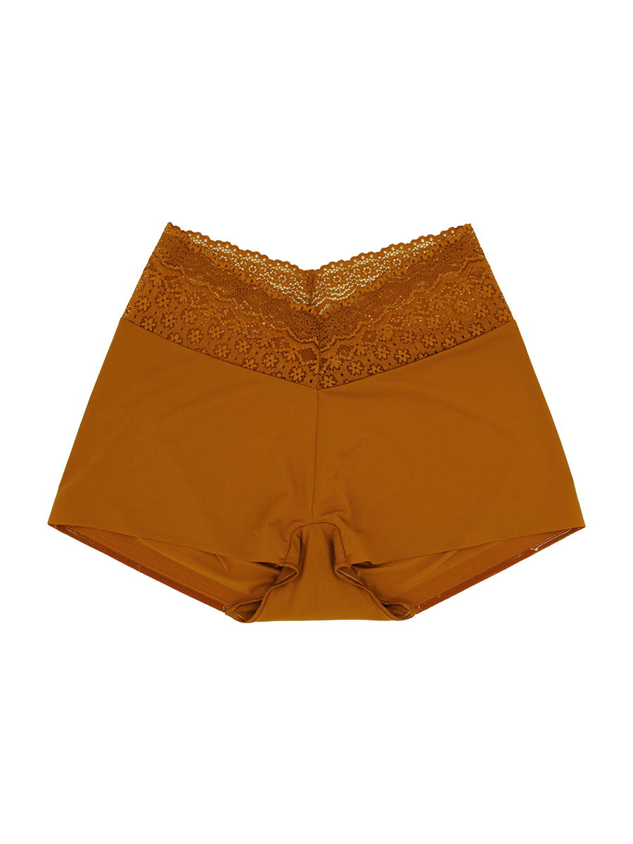 a brown lace trim boyshort panty women's underwear