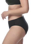 Black hipster panties shown on a model against a plain white all-groups