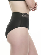 Black brief panties with a lace waistband