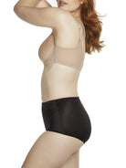 a woman wearing black tummy control underwear shapewear