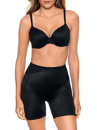 a woman wearing a black tummy control shapewear short