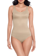 a woman wearing a nude tummy control shaping cami shapewear