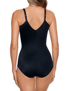 a woman wearing a black tummy control shaping bodysuit shapewear