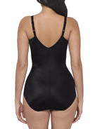 a woman wearing a black miraclesuit bodysuit shapewear full body shaper