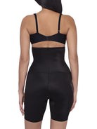 a woman wearing a black high waisted thigh slimmer miraclesuit shapewear body shaper