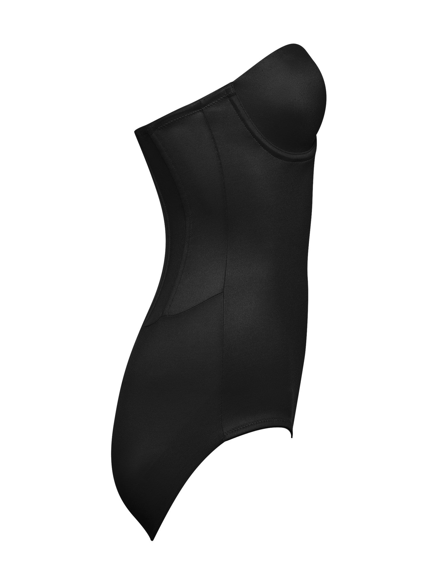 a black strapless tummy control body shaper shapewear