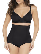 a woman wearing black high waisted tummy control underwear