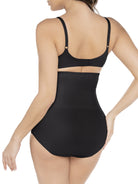 a woman wearing black high waisted tummy control underwear