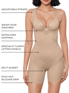 an infographic explaining the features and benefits of the miraclesuit shapewear bodysuit full body shaper all-groups