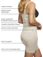 an infographic showing the features and benefits of the WYOB total body shapewear full body shaper all-groups