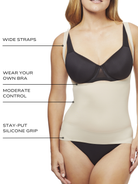 an infographic explaining the features and benefits of the wyob shaping tank cami all-groups