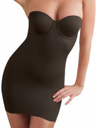 a woman wearing a black tummy control body shaper slip shapewear