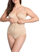 a woman wearing a nude waist cincher waist trainer shapewear