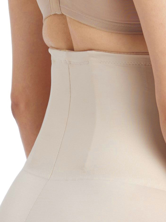 a closeup detail of a woman wearing nude high waisted tummy control underwear