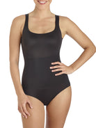 a woman wearing a black shaping bodysuit body shaper shapewear