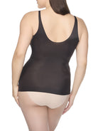 a woman wearing a black shaping camisole shapewear