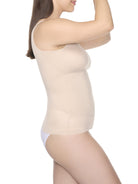 a woman wearing a nude shaping camisole shapewear