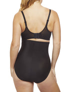 a woman wearing black high waisted tummy control underwear