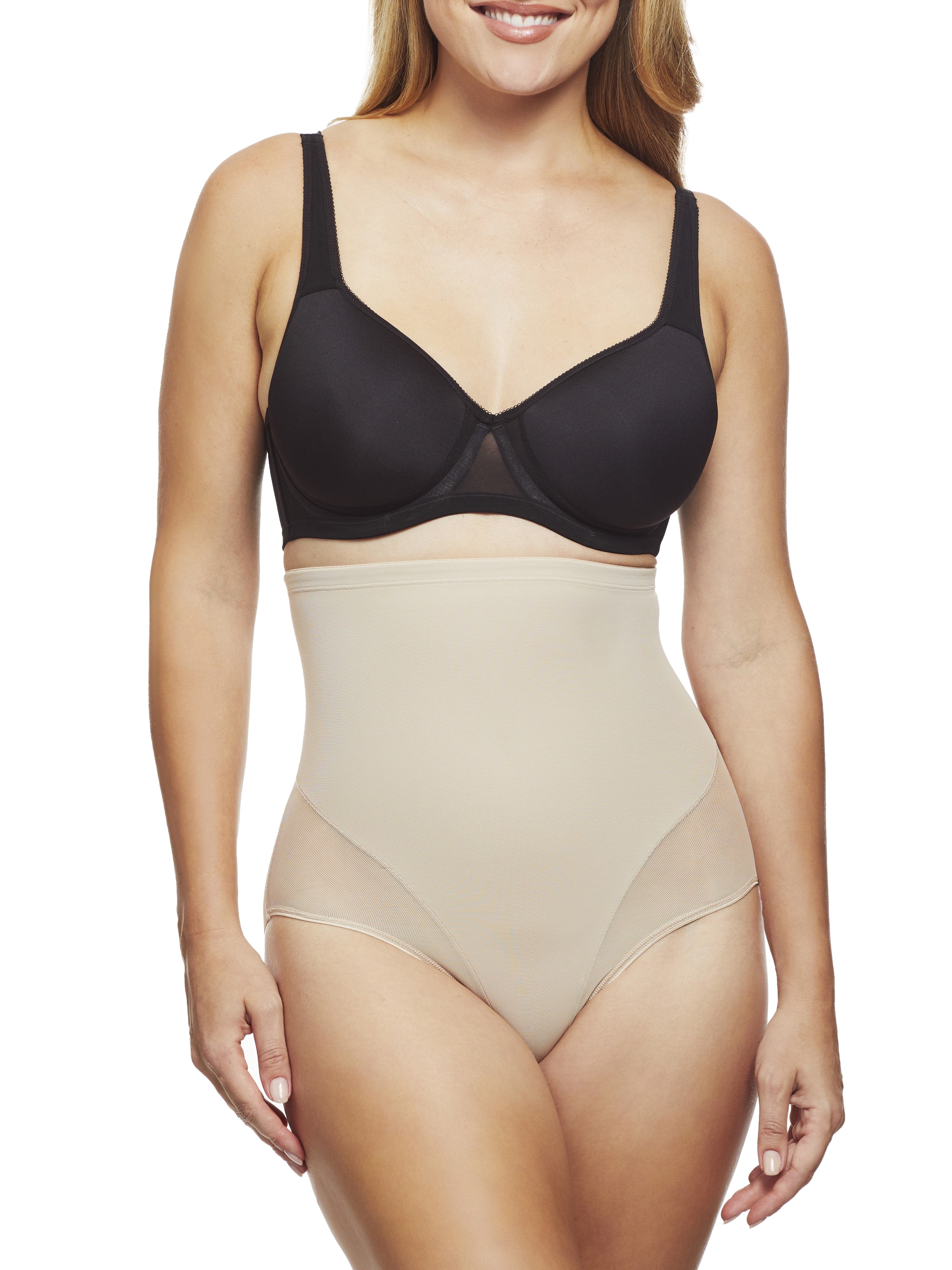 a woman wearing nude high waisted tummy control underwear