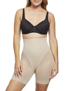 a woman wearing nude high waisted tummy control shapewear shorts