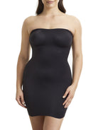 a woman wearing a black shaping slip