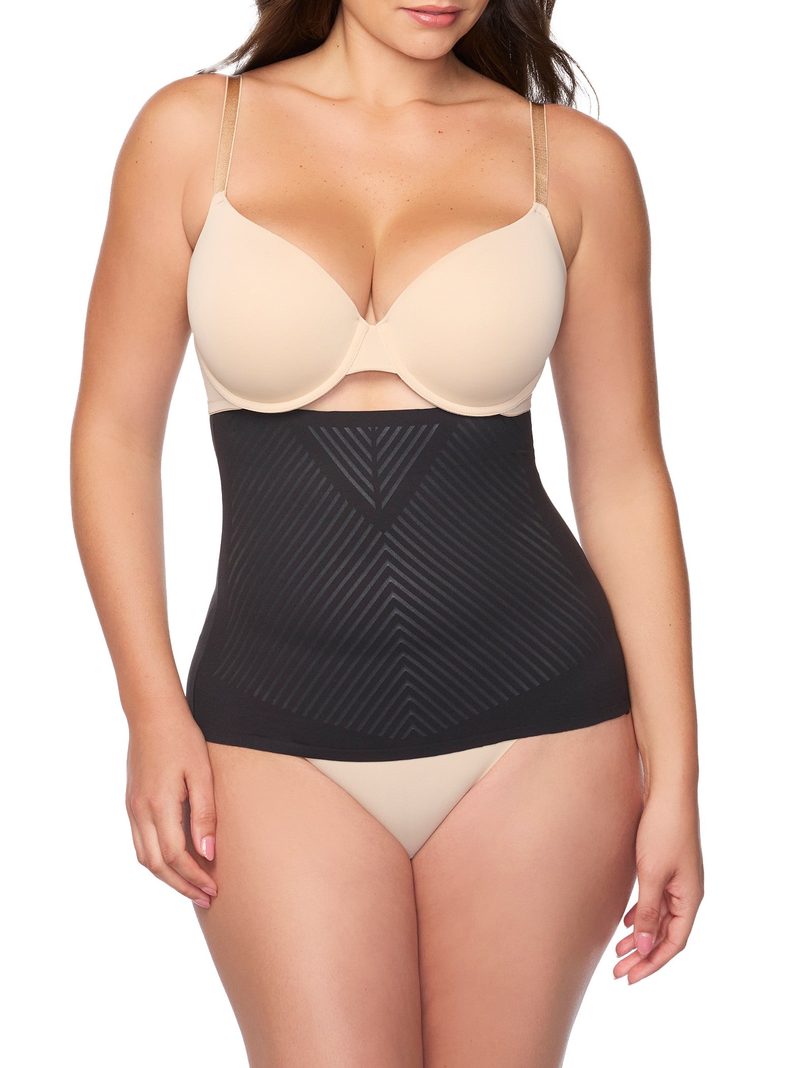 woman wearing a black waist cincher