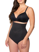 woman wearing a black high-waisted shaping brief 