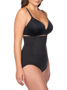 woman wearing a black high-waisted shaping brief 
